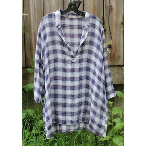 CP Shades - Kendall Tunic in Lightweight Linen Check, Very Oversize Medium